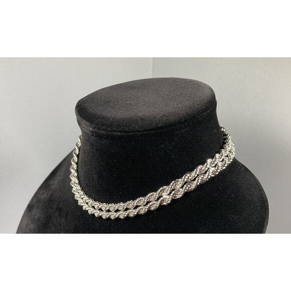 Vintage Monet Thick Rope Chain Necklace in Silver Tone 30” Inch Length Signed - Picture 4 of 8
